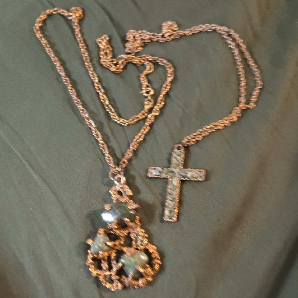 Vintage-Inspired Gold and Silver Cross Necklace